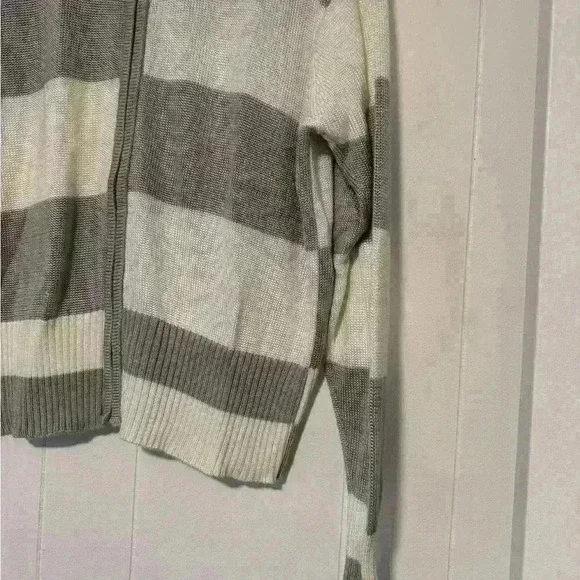 FIA Italia Sweater Womens M Handloomed Gray &Whit New no tag Full Zip Collared - Picture 8 of 12